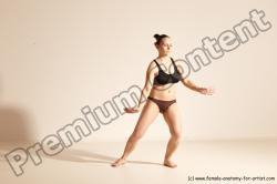 Underwear Martial art Woman White Moving poses Average long colored Dynamic poses Academic